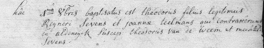 1776-10-01 Theodorus Sevens - Doopakte